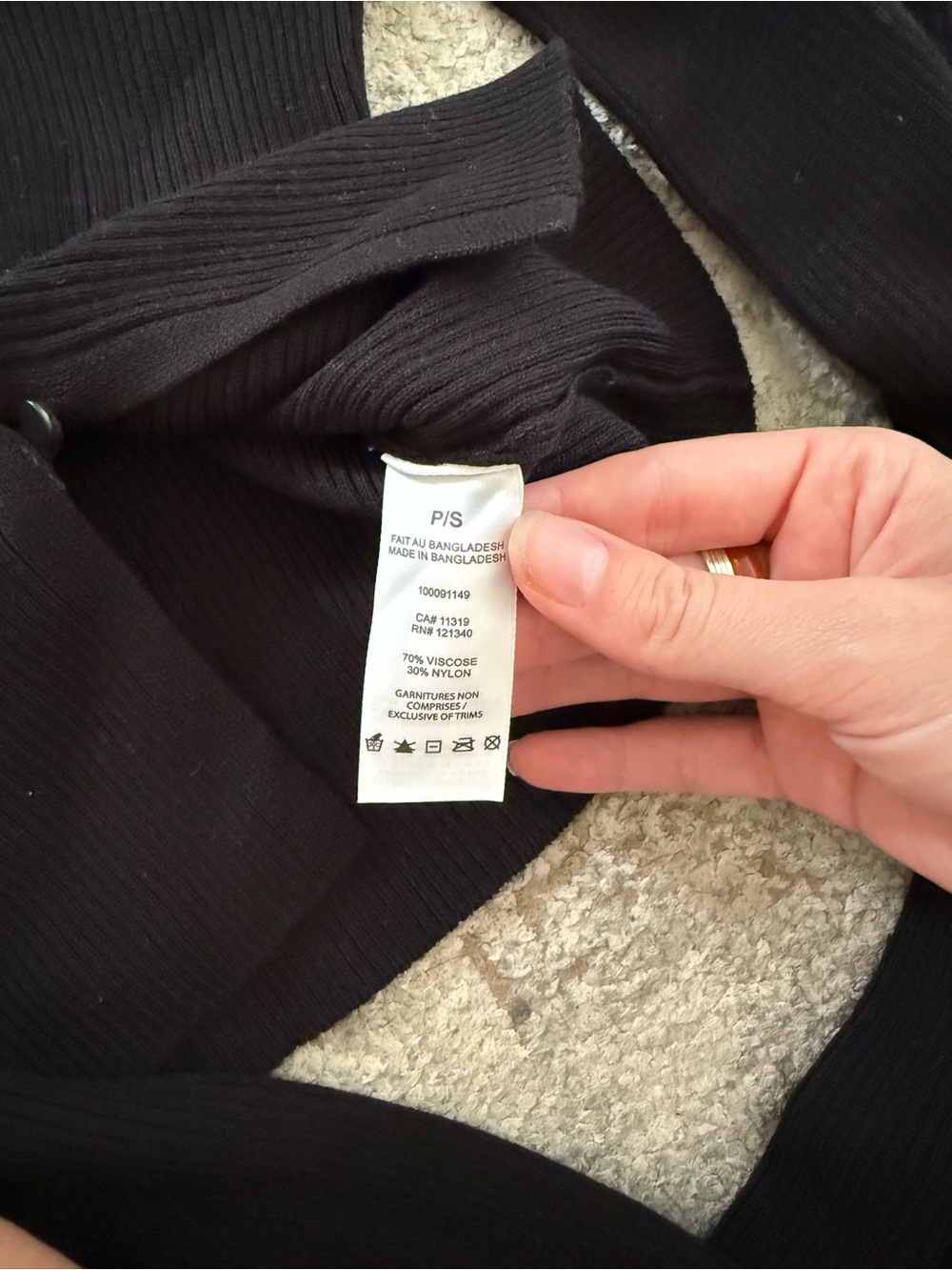 Garage Black Ribbed Button-Front Cardigan - Picture 4 of 5
